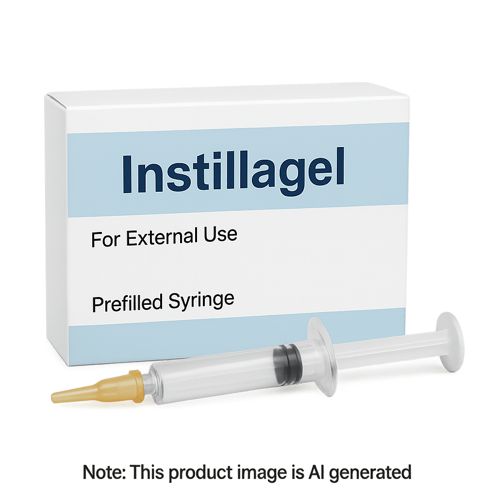 Instillagel sterile gel syringe containing lidocaine and antiseptic